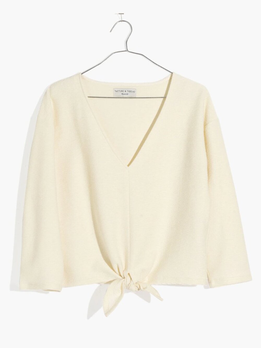 Madewell Texture & Thread Tie-Front Top M Antique Cream